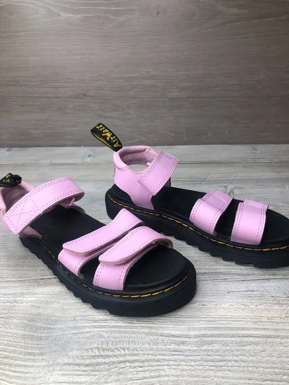 DR MARTENS KLAIRE ATHENA LEATHER STRAP KIDS SANDALS PALE PINK JUNIOR us 2
